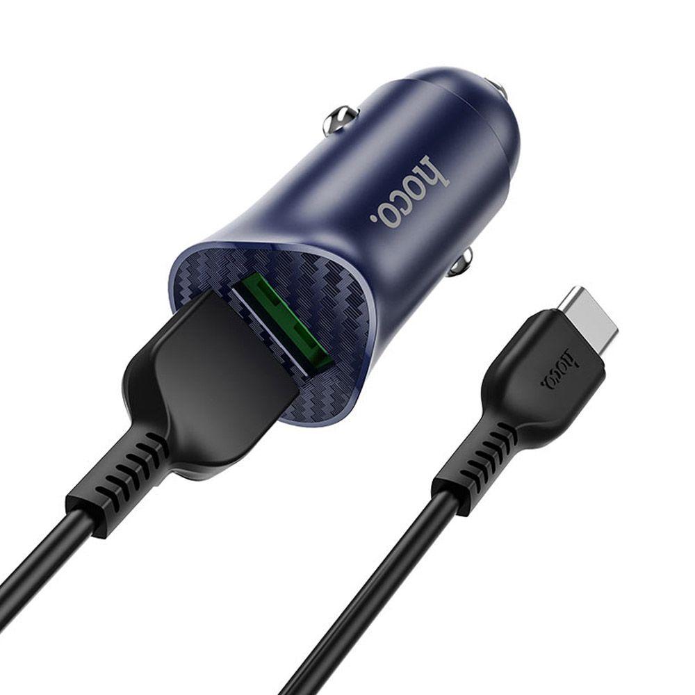 Cargador para Auto Hoco Z39 QC3.0 Doble USB Cable Tipo C-0