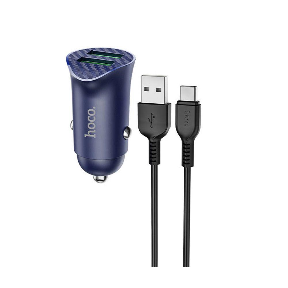 Cargador para Auto Hoco Z39 QC3.0 Doble USB Cable Tipo C-9