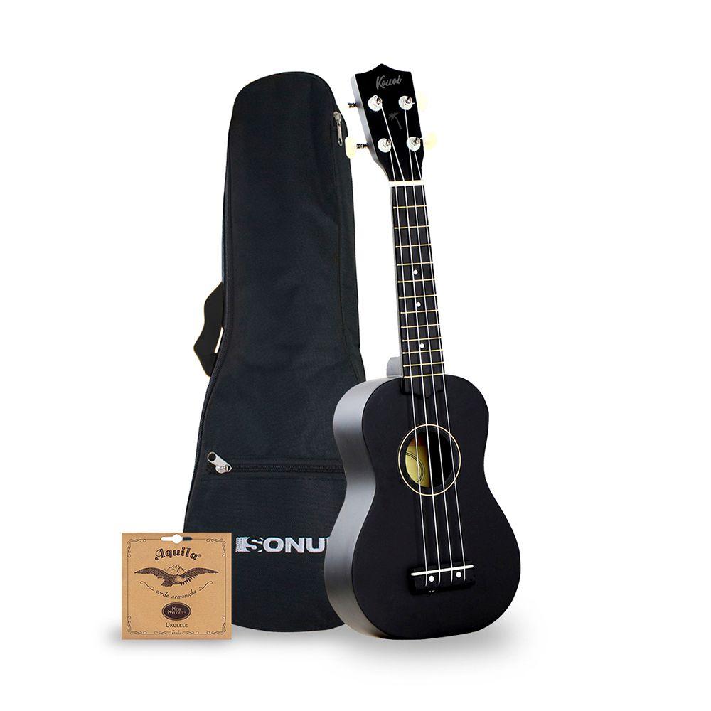 Ukelele Sonun Kauai 21 Negro con Funda-0