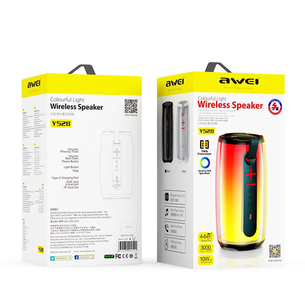 Parlante Awei Y528 Bluetooth TWS RGB Negro-1