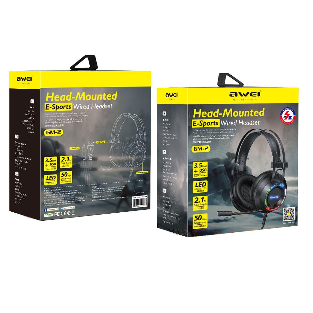 Audifonos Gamer Awei GM-2 Over Ear Bluetooth Negro-1
