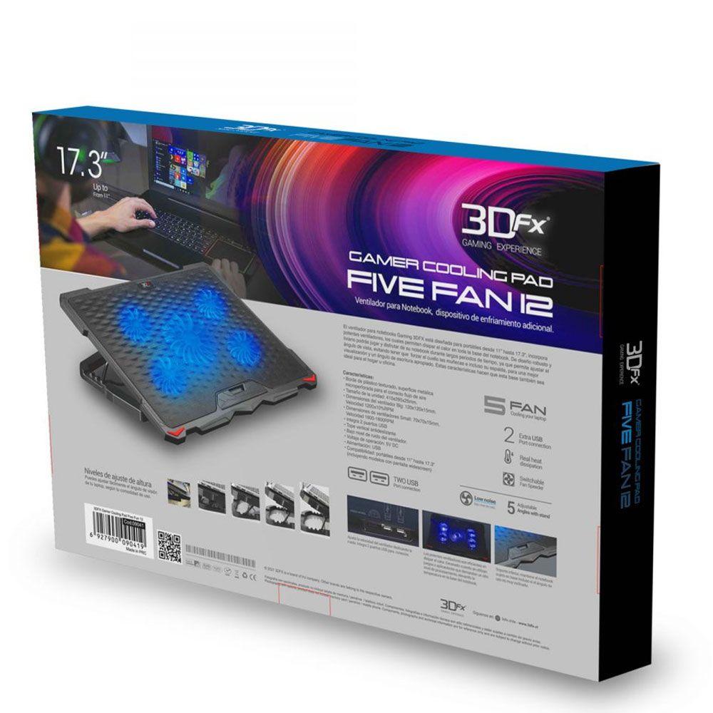 Base ventilador 3DFX Five Fan 12 para Notebook hasta 17 Pulg-3
