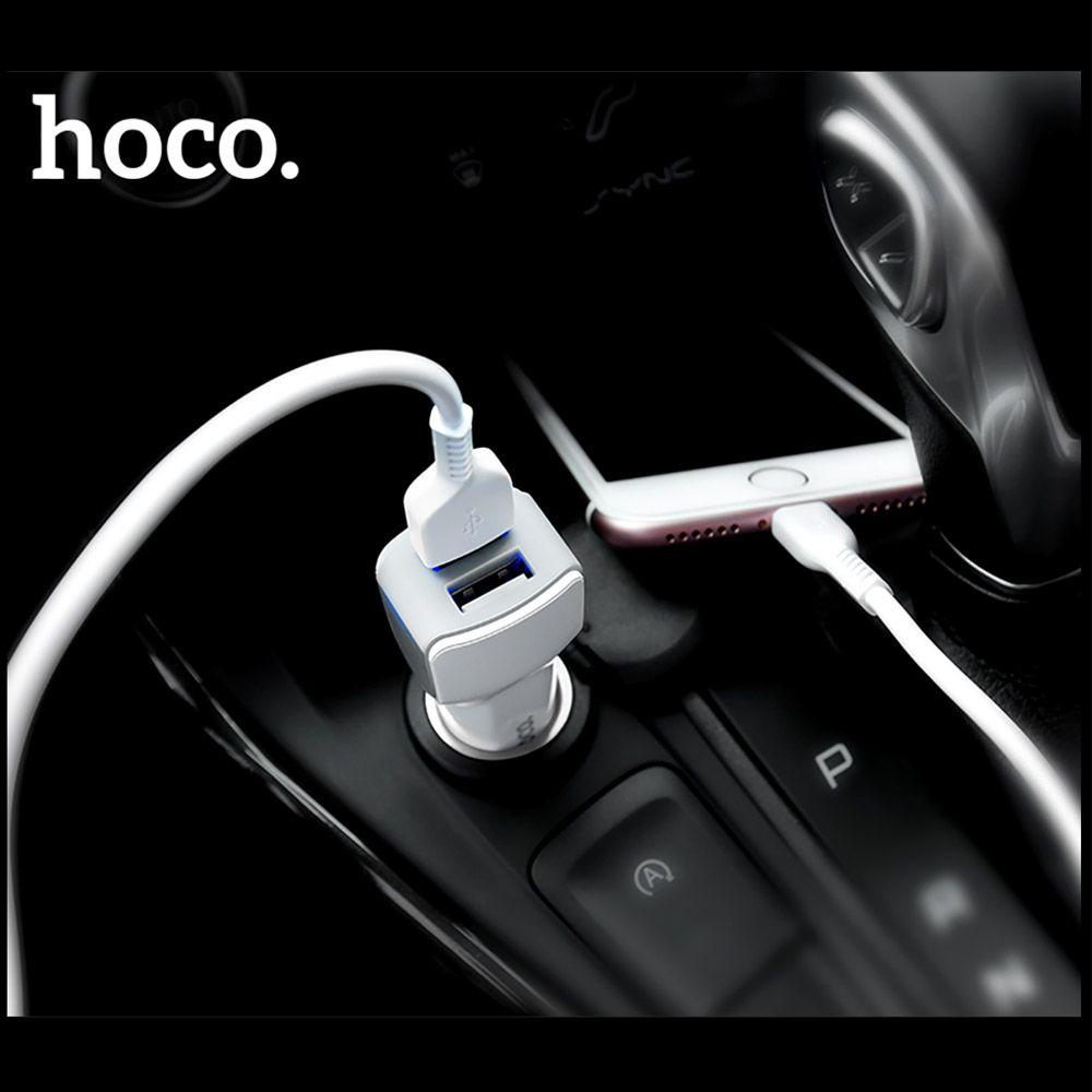 Cargador para Auto Hoco Z23 con cable Lightning Blanco-3