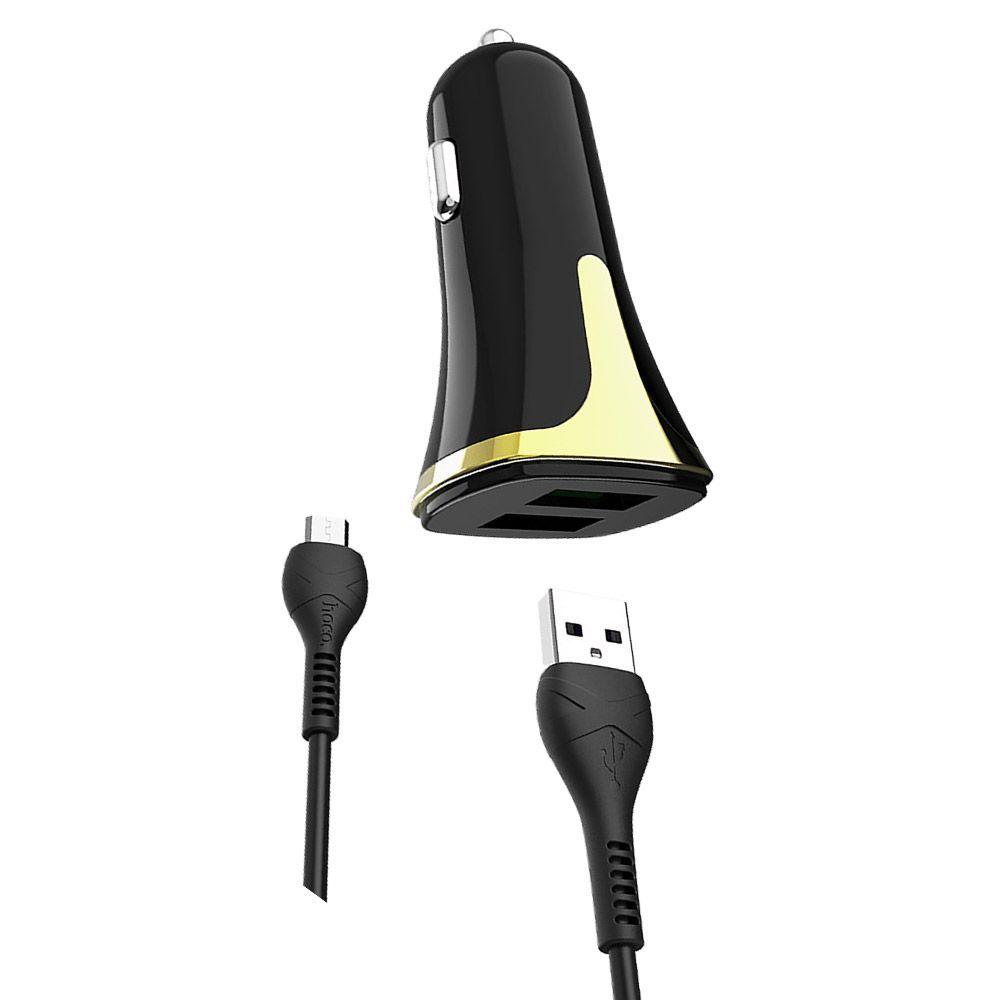 Cargador para Auto Hoco Z31 QC 3.0 Cable Micro USB Negro-3