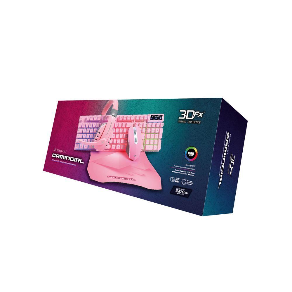 Kit Gamer 3DFX Gamingirl Mouse Audífonos Teclado Mouse Pad-11