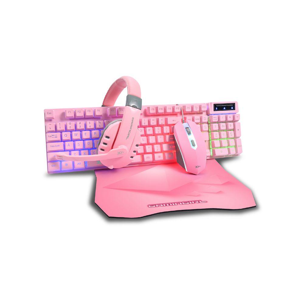 Kit Gamer 3DFX Gamingirl Mouse Audífonos Teclado Mouse Pad-0