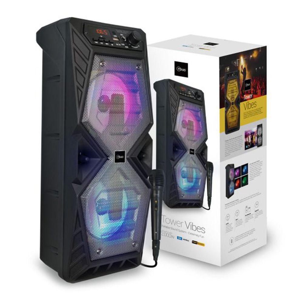 Parlante MLab Tower Vibes 8568 Bluetooth Karaoke 2000W Plata-2