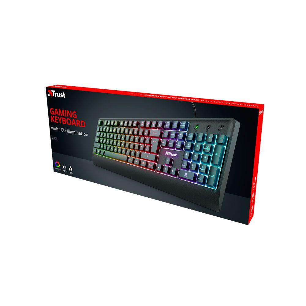 Teclado Gamer Trust Ziva Led Multicolor PC PS4 Xbox One-4