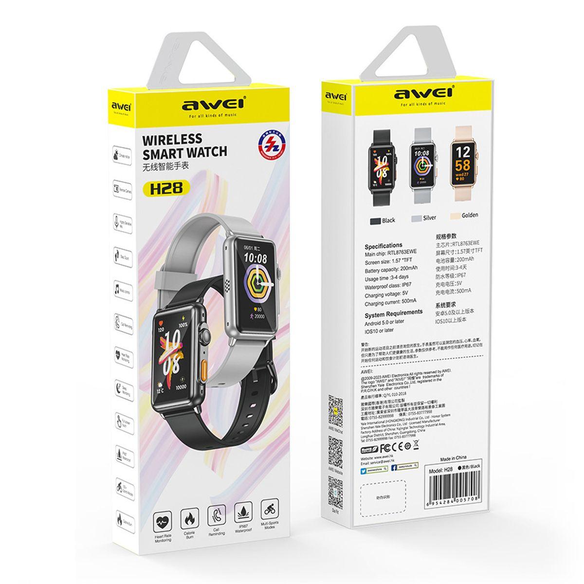 Smartwatch Awei H28 Reloj Inteligente 1.57 Pulg Negro-3