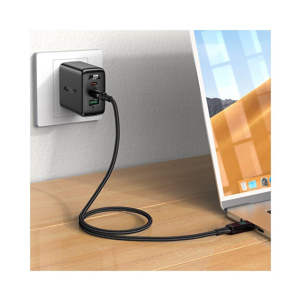 Cable AceFast C6-03 Tipo C a Tipo C 100W LED 2m 5A Negro-2