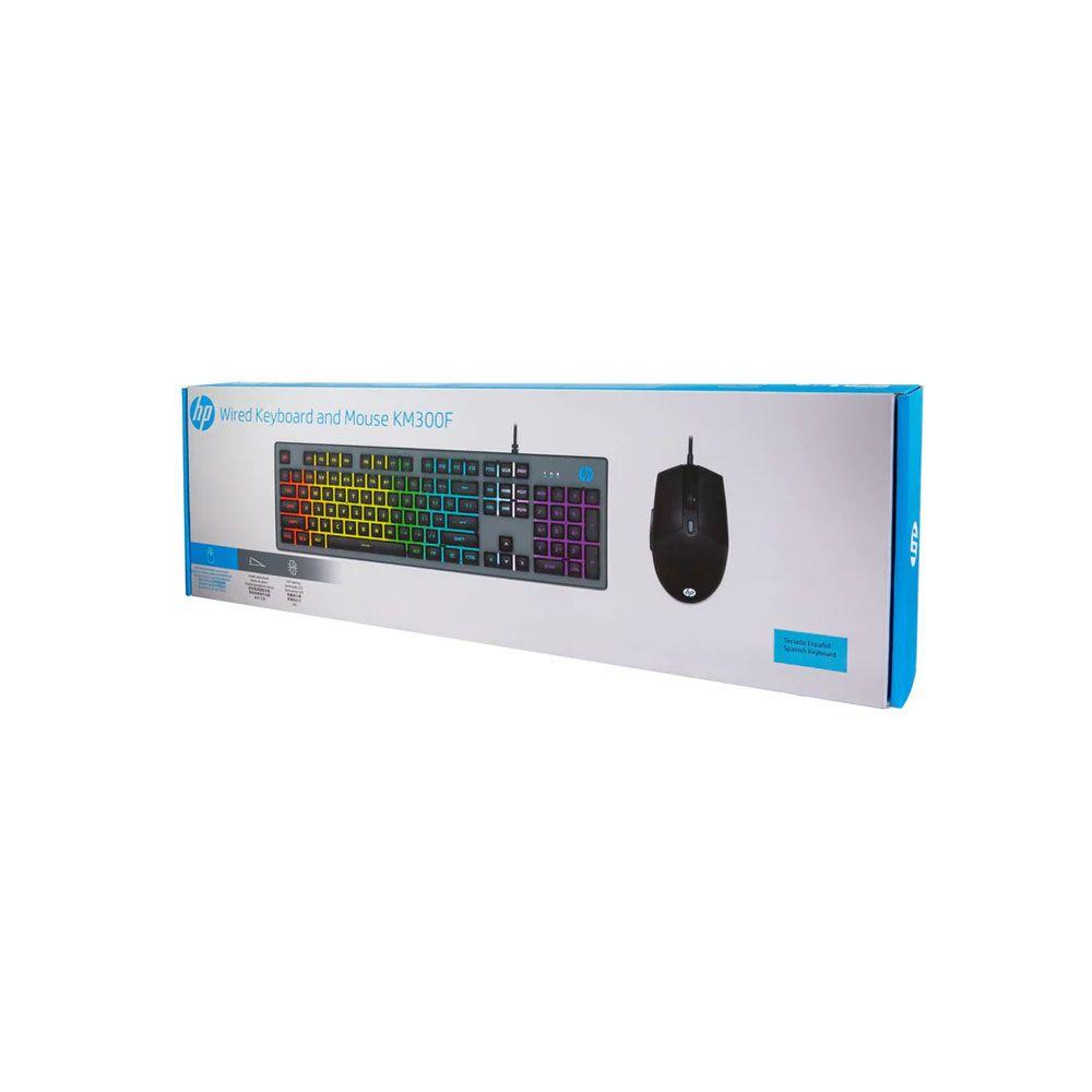 Kit gamer Teclado de Membrana y Mouse HP KM300F USB-1