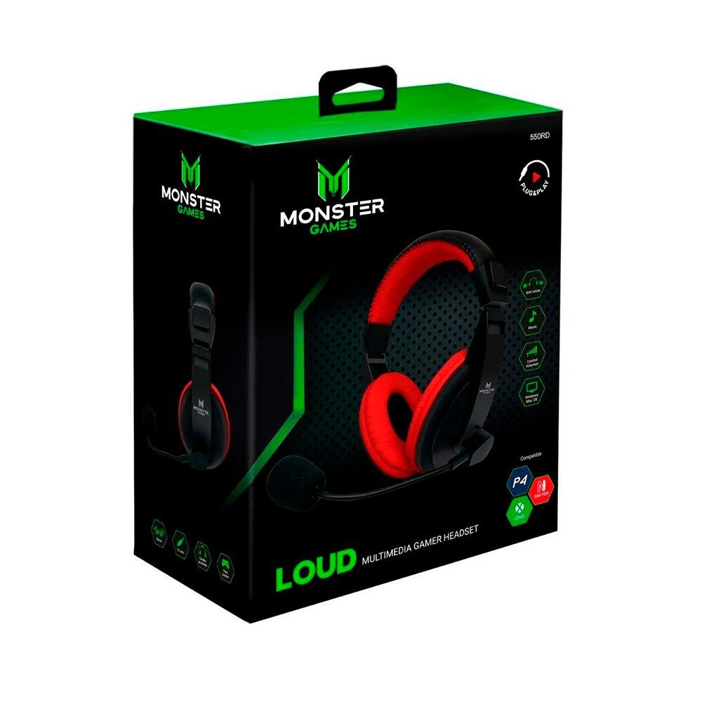 Audífonos Gamer Monster Loud Ps4 Switch Xbox One Rojo-3