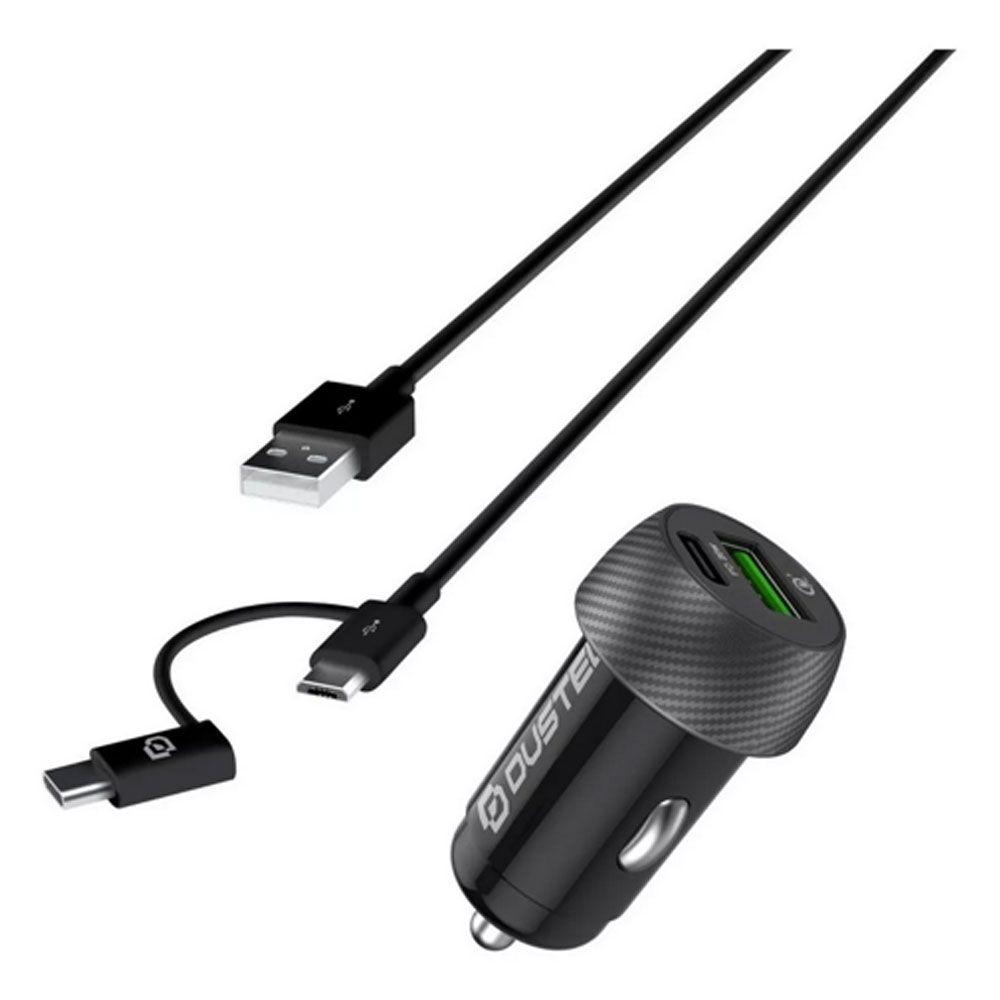 Cargador de Auto Dusted Carga Rapida de 20W cable 2en1 negro-7