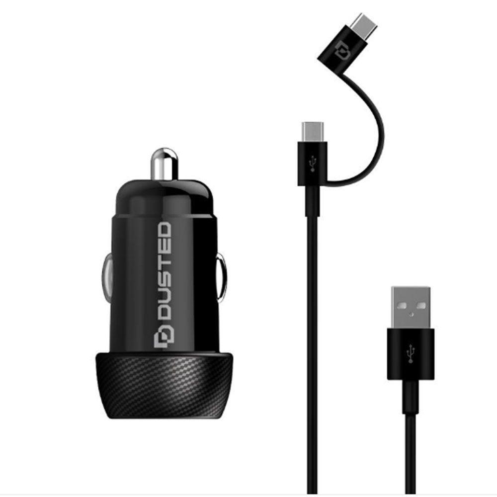 Cargador de Auto Dusted Carga Rapida de 20W cable 2en1 negro-8