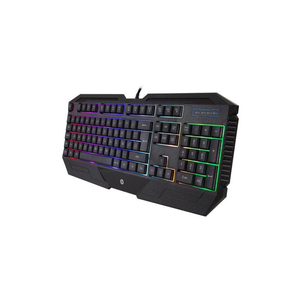 Teclado Gamer membrana HP K110 Retroiluminado RGB Negro-1