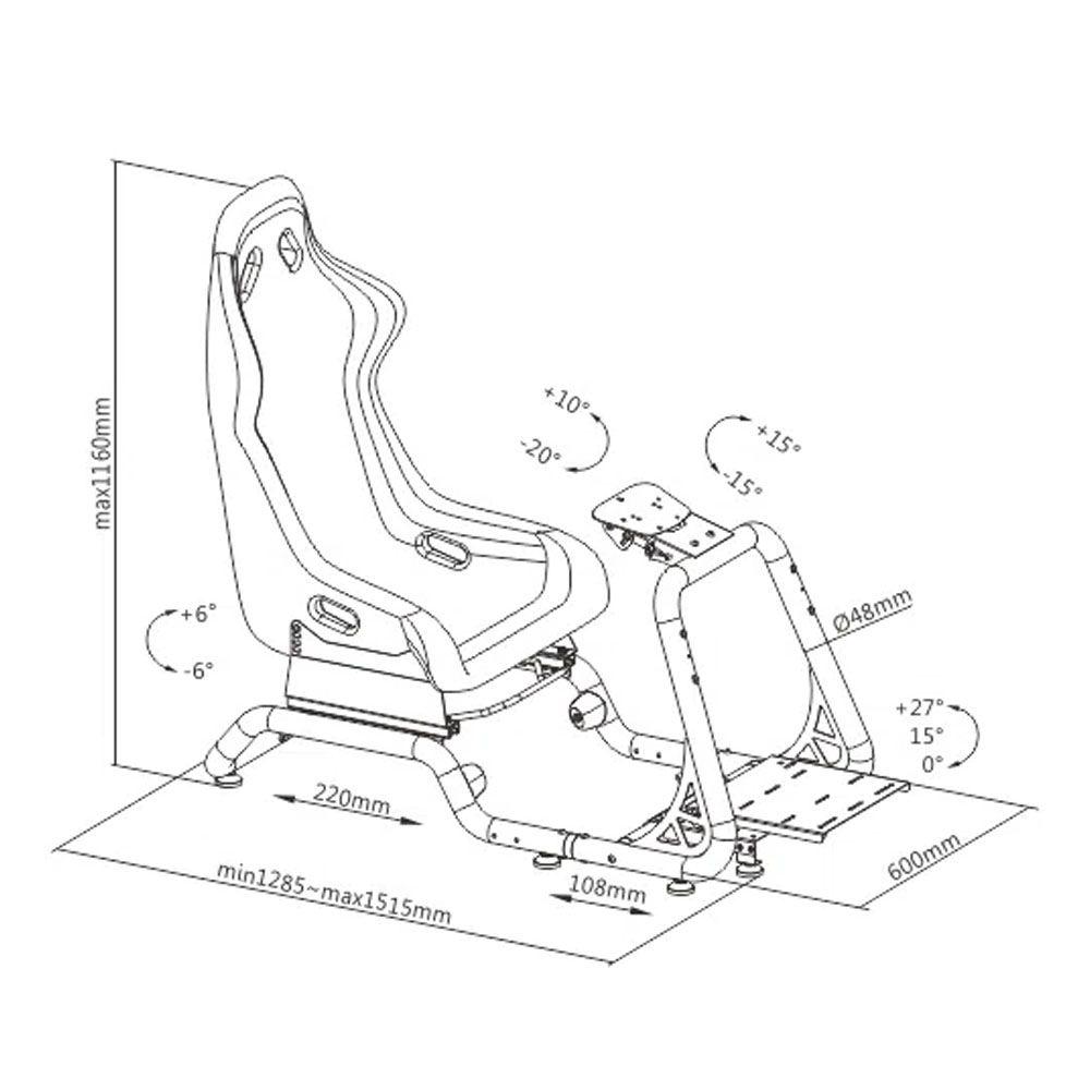 Asiento Macrotel MVLRS02-BS Simulador de carrera pro Negro-9