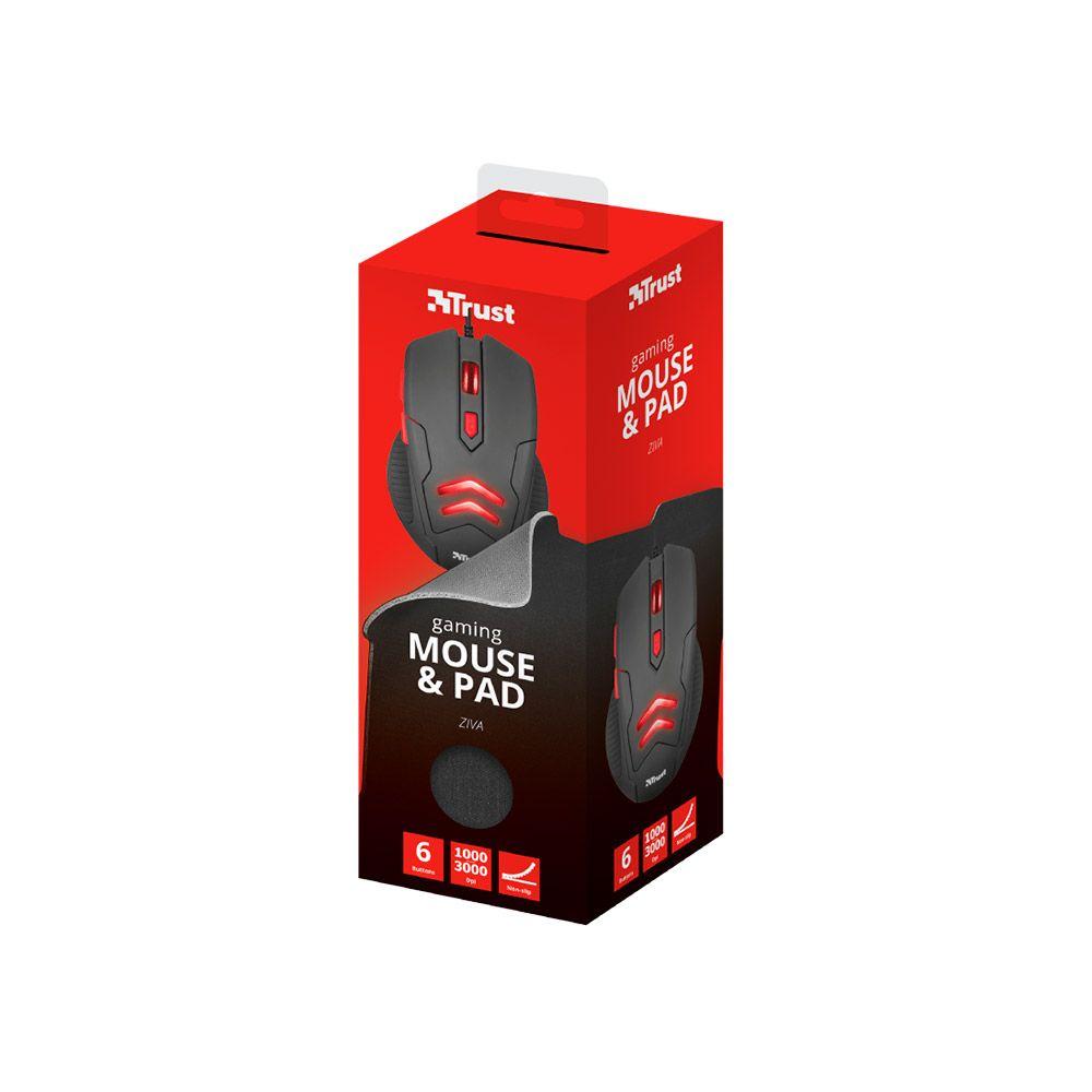 Kit Gamer Trust Mouse y Mouse Pad Ziva Pc PS4 Xbox One-6