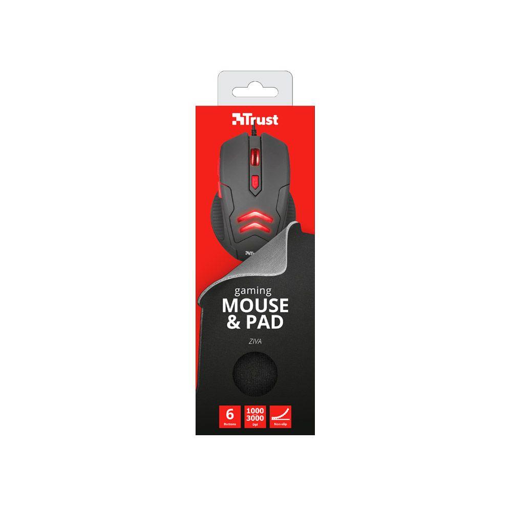 Kit Gamer Trust Mouse y Mouse Pad Ziva Pc PS4 Xbox One-7