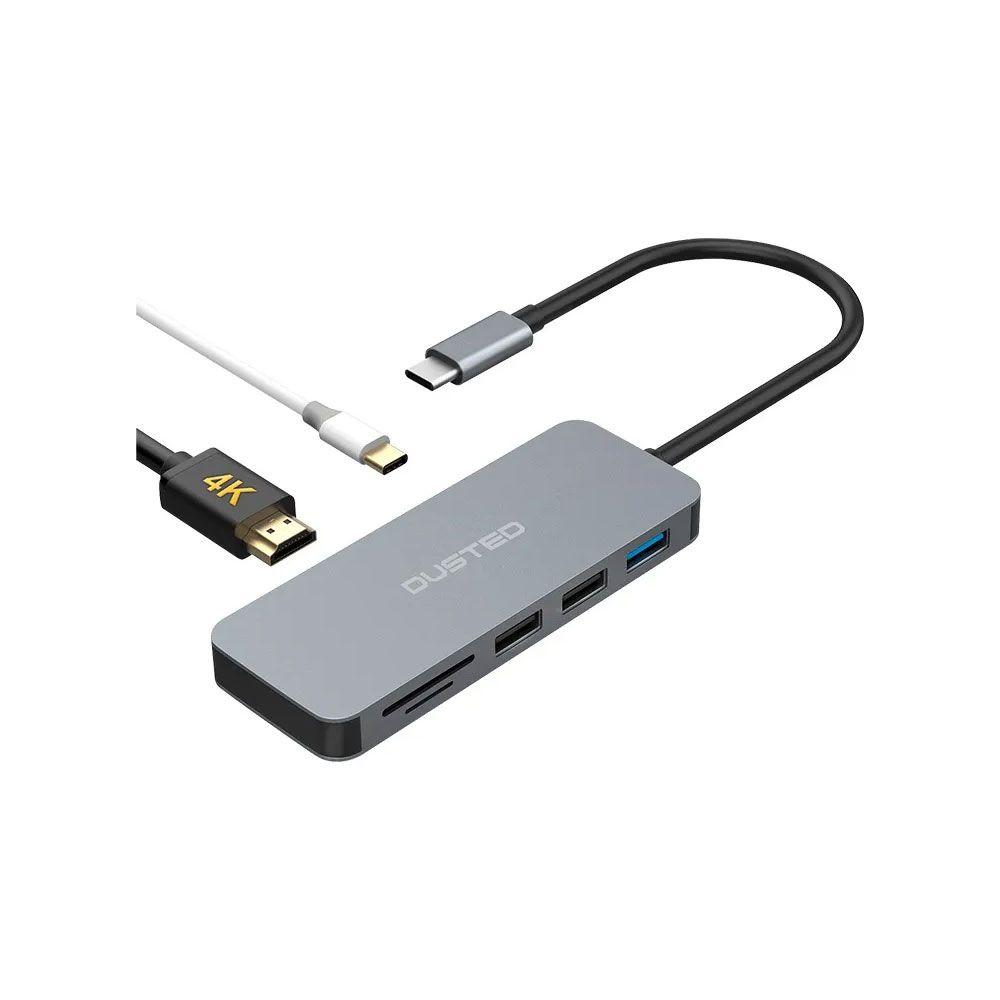 Hub Dusted USB C adaptador Multipuertos 7 en 1 Gris-1