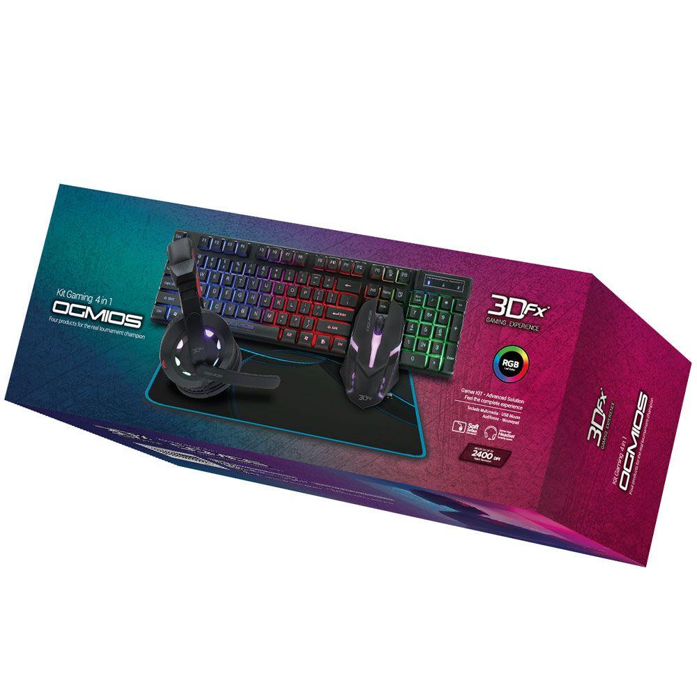 Kit Gamer 3DFX Ogmios Teclado Mouse Audifonos Mouse Pad-5