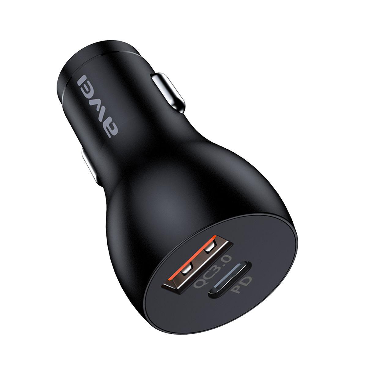 Cargador para autos Awei C-822 Tipo A + C Negro-3