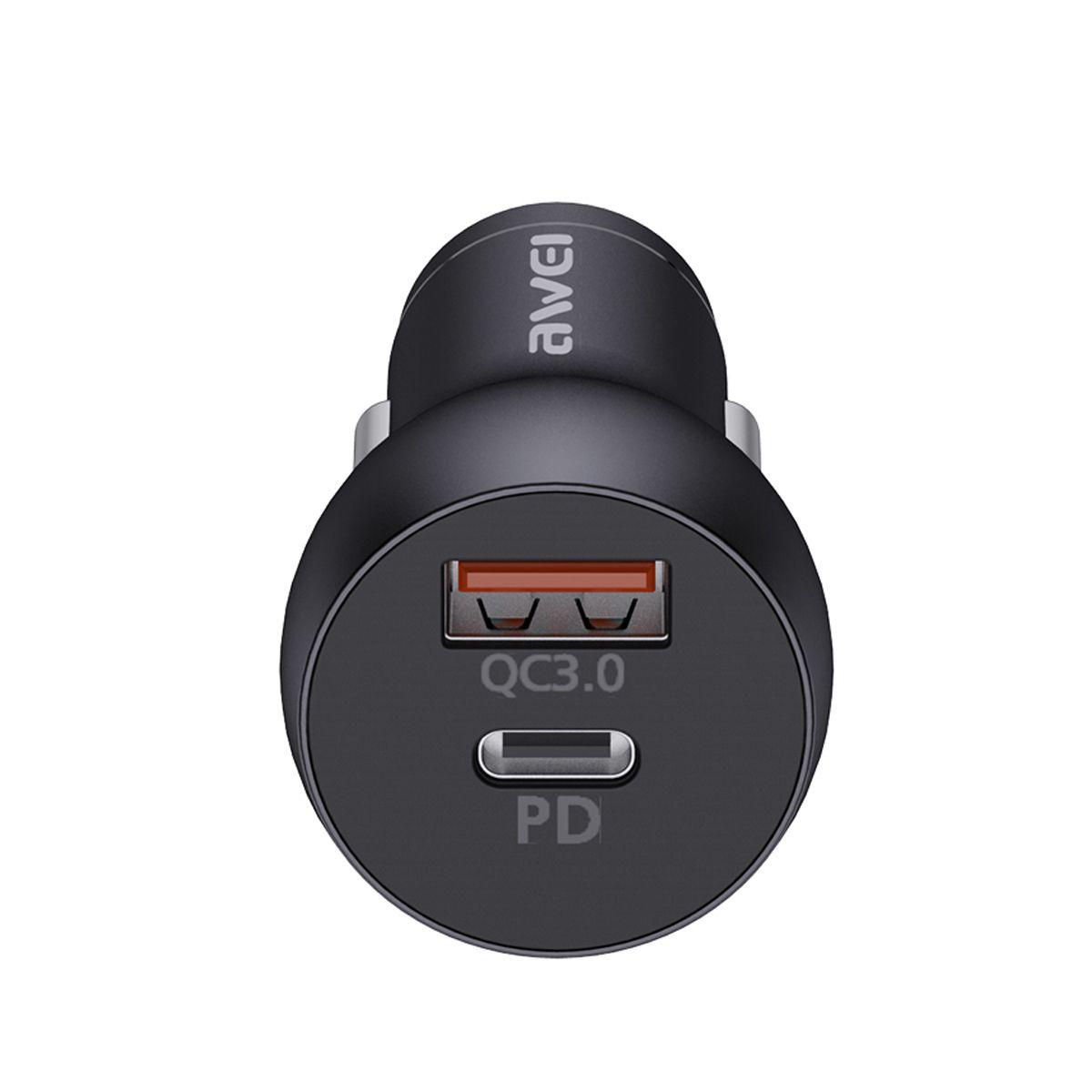 Cargador para autos Awei C-822 Tipo A + C Negro-5