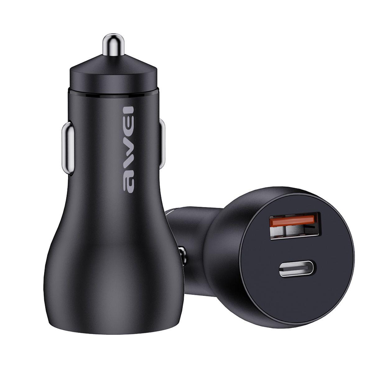 Cargador para autos Awei C-822 Tipo A + C Negro-6