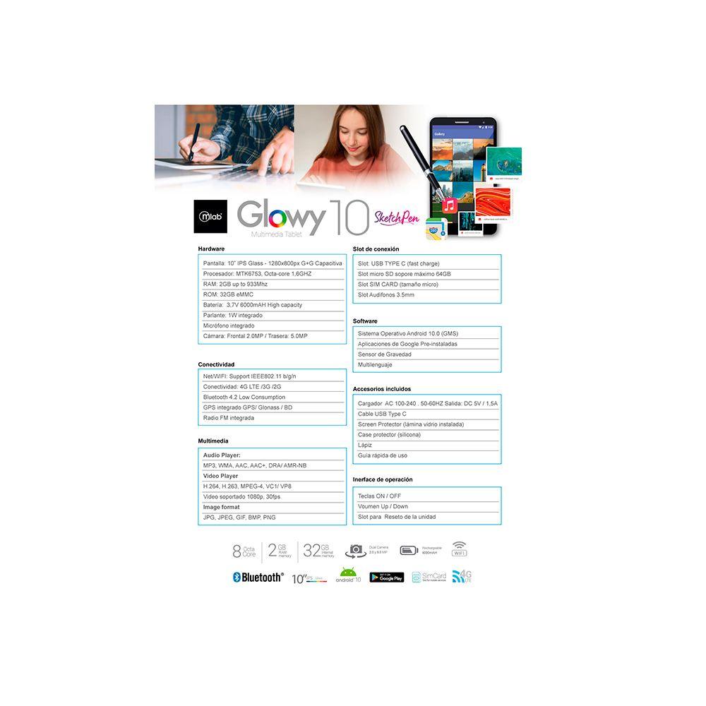 Tablet Mlab Glowy 10 Pulgadas 32GB ROM 2GB RAM 4G LTE+ Lápiz-5