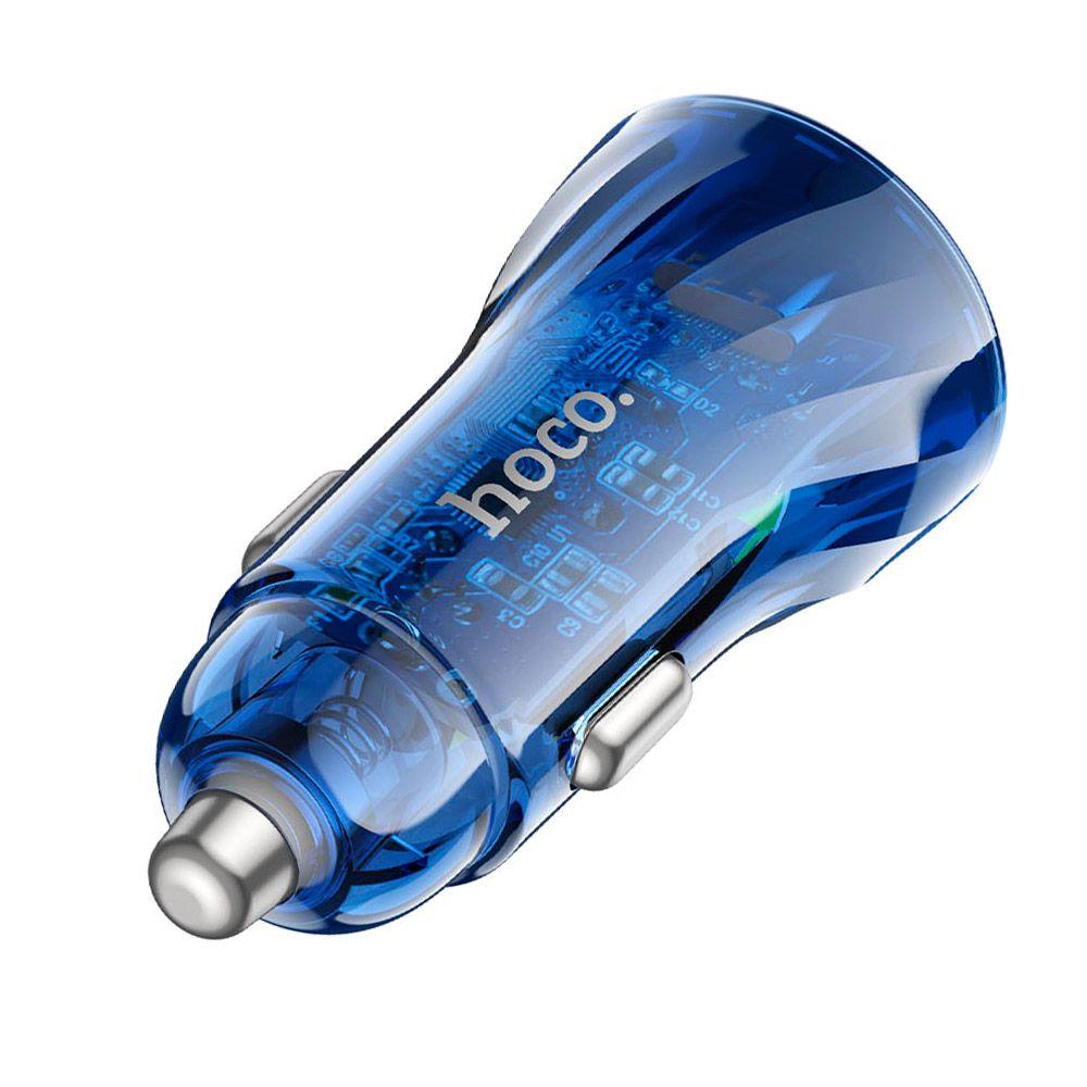 Cargador para Auto Hoco Z47 Discovery Tipo C QC3.0 Azul-2