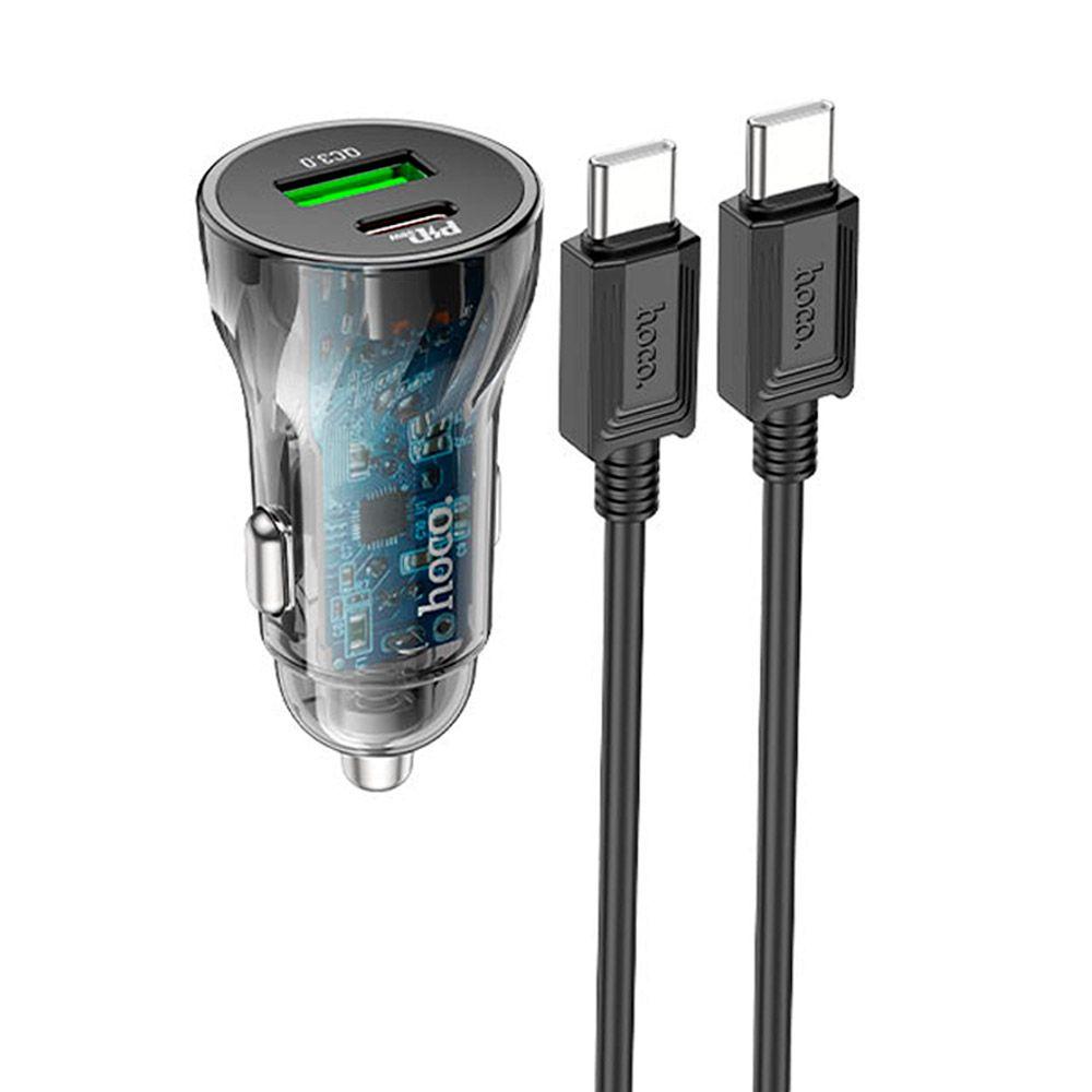 Cargador para Auto Hoco Z47A PD a PD PD30W QC3.0 Negro-4
