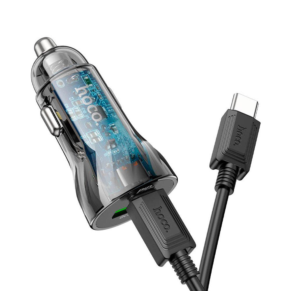 Cargador para Auto Hoco Z47A PD a PD PD30W QC3.0 Negro-6