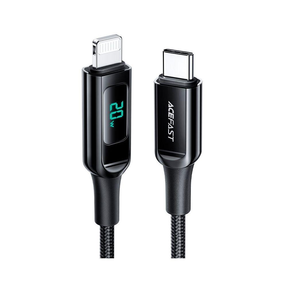 Cable Acefast C6-01 MFI Tipo C a Lightning LED 1.2m 3A Negro-0