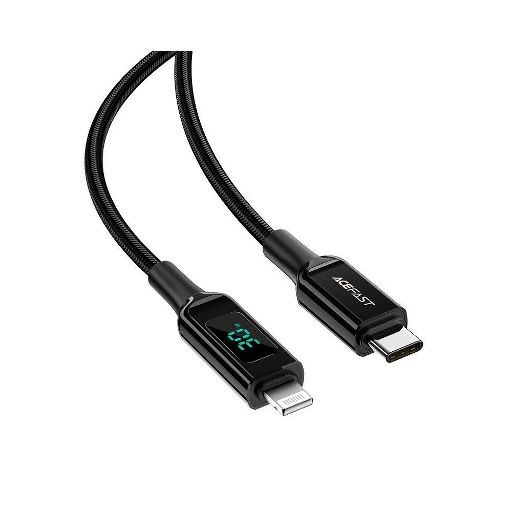 Cable Acefast C6-01 MFI Tipo C a Lightning LED 1.2m 3A Negro-1