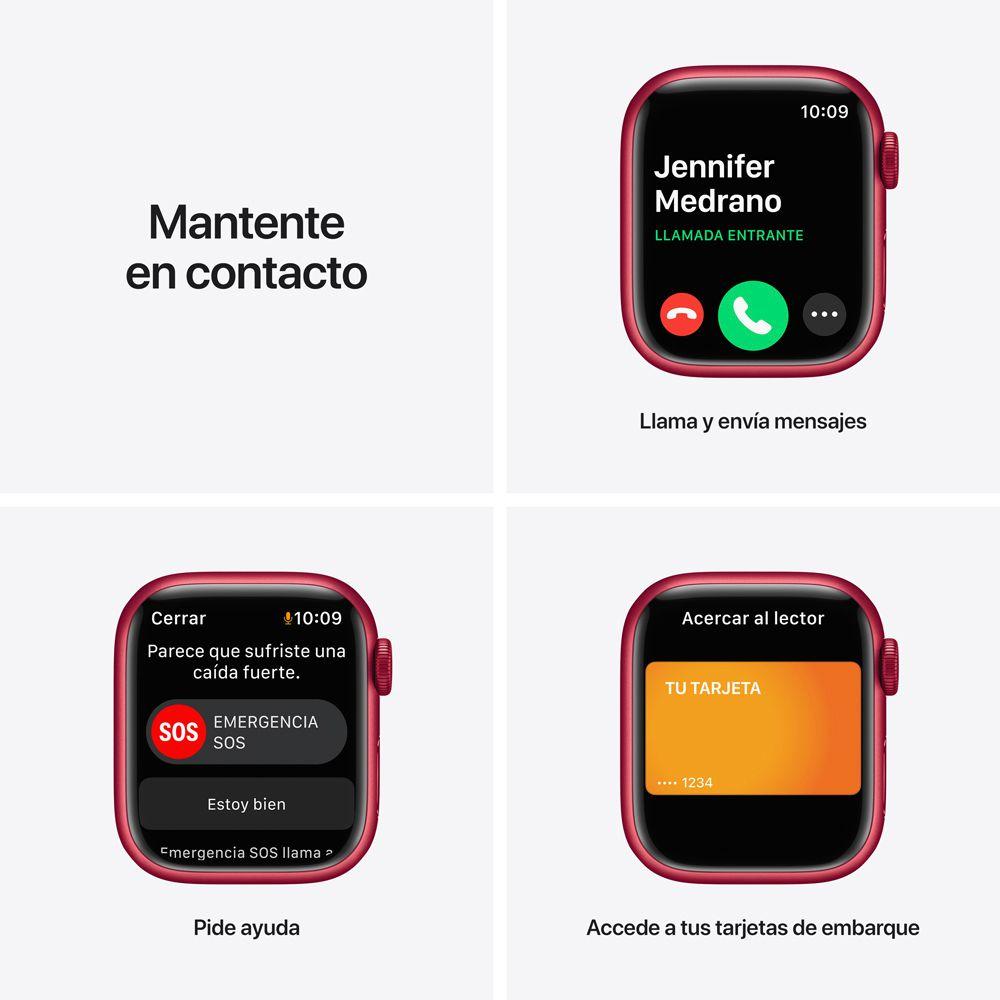 Apple Watch S7 GPS 41 mm Correa deportiva Roja-5