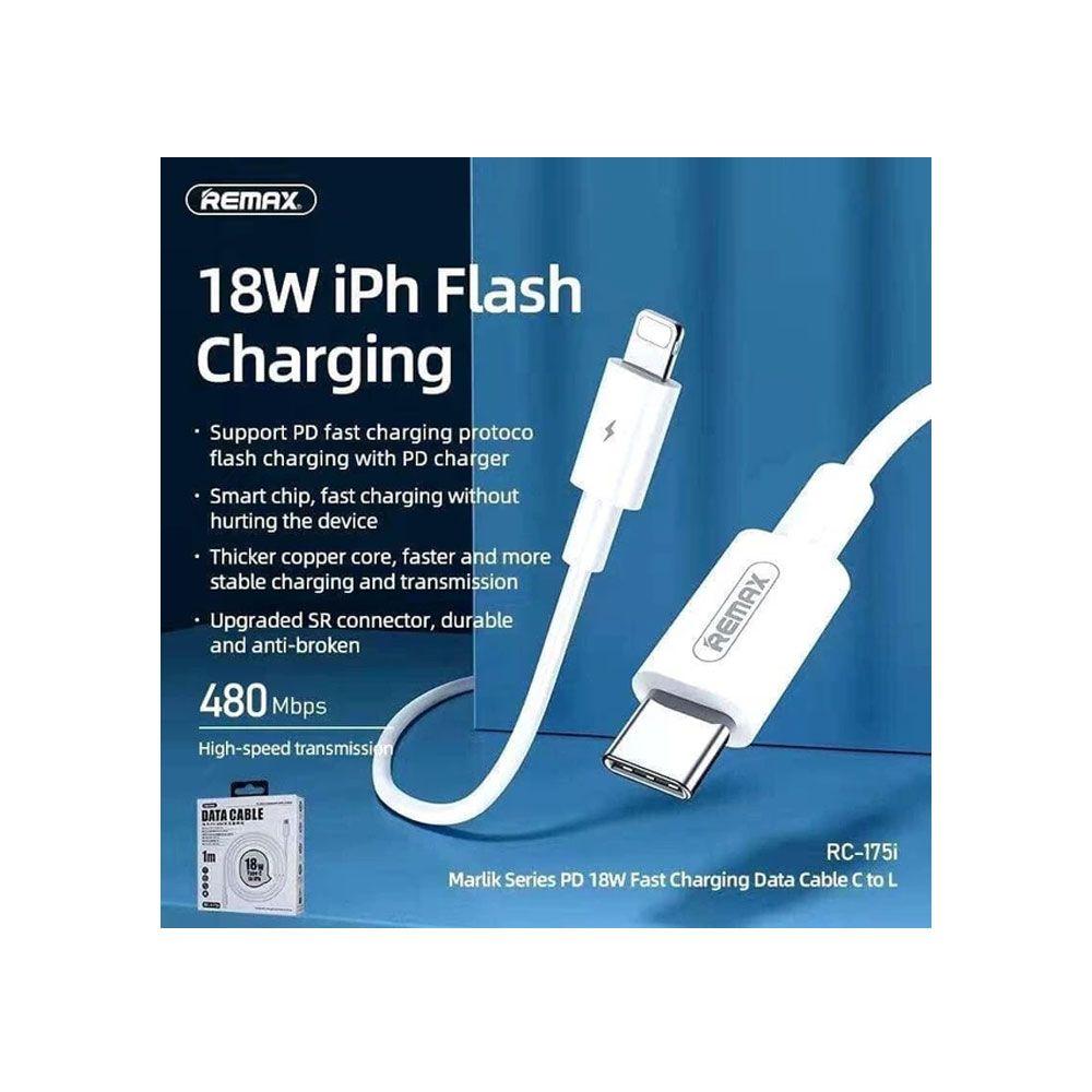 Cable PD a Lightning Remax 18W RC-175i Blanco-1
