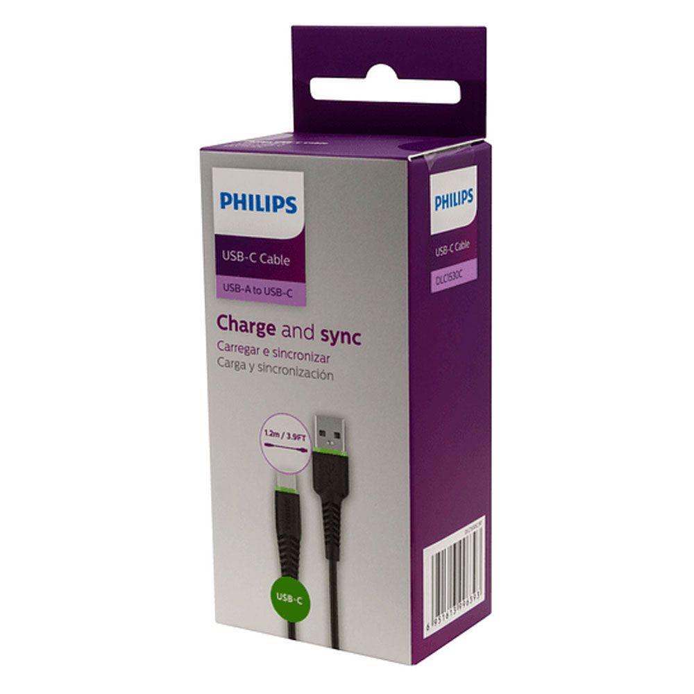 Cable USB A a USB C Philips 1.2 mts dlc1530c-1
