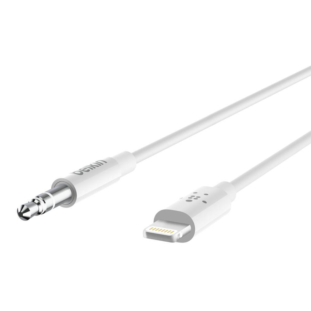 Cable Belkin Lightning a auxiliar de 3.5 mm 90cm Blanco-1