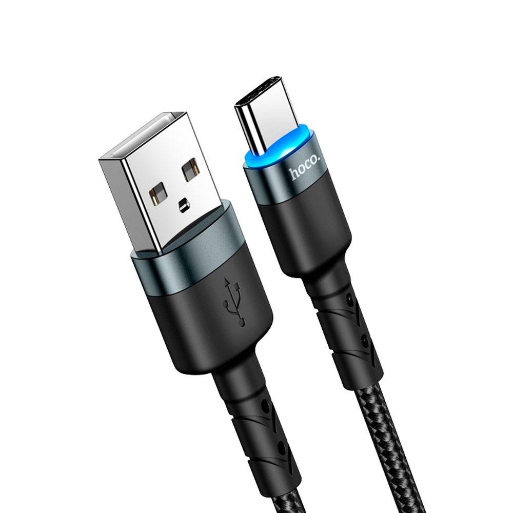 Cable Hoco SU100 LED USB A Tipo C 1m Negro-0