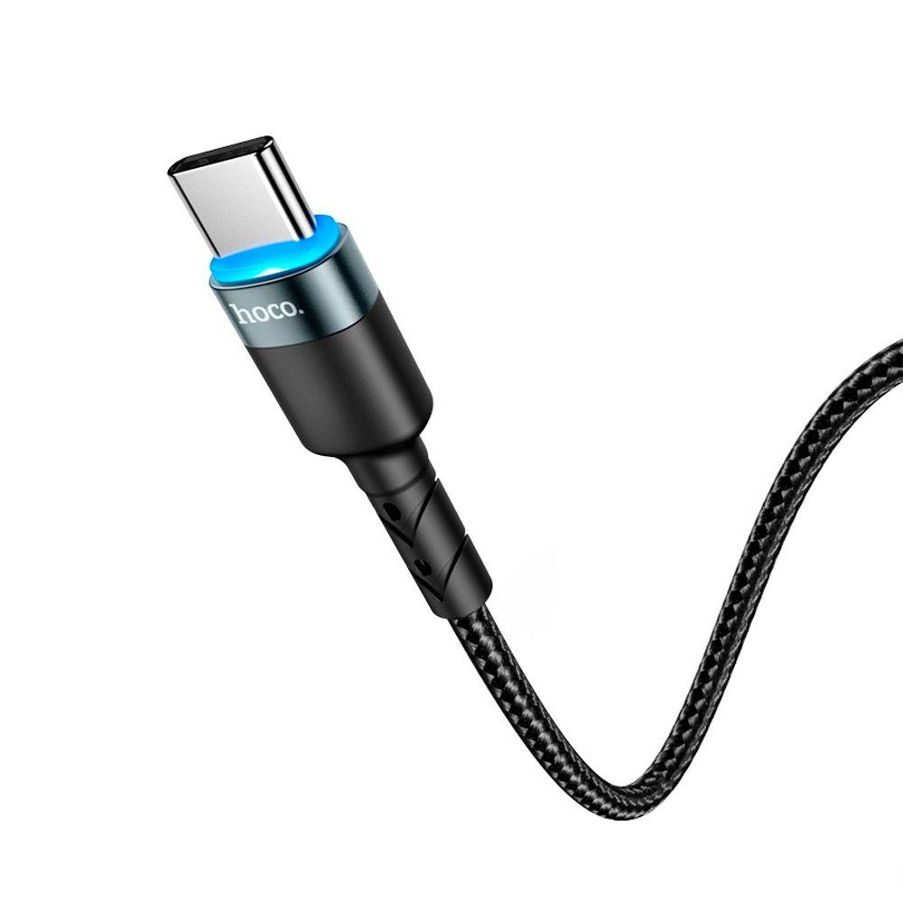 Cable Hoco SU100 LED USB A Tipo C 1m Negro-1