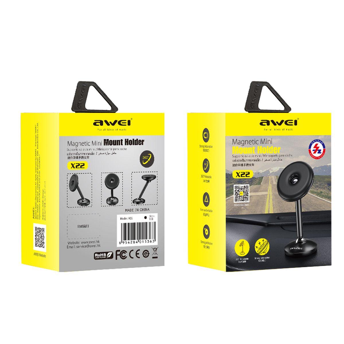 Soporte para Auto Awei X22 Magnetico para tablero Negro-3
