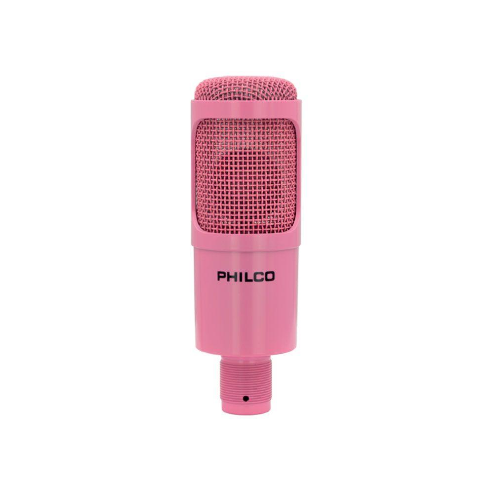 Micrófono De Condensador Philco streaming USB Rosa + tripode-1