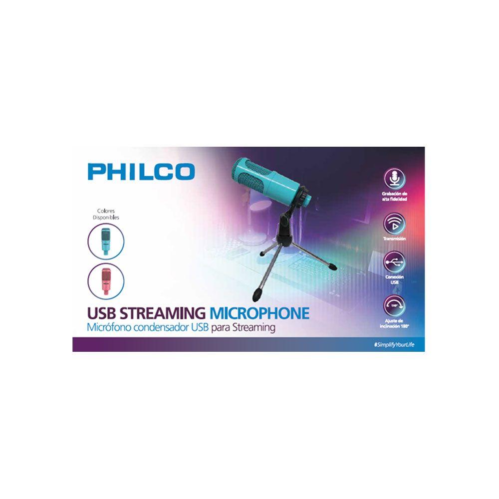 Micrófono De Condensador Philco streaming USB Rosa + tripode-2