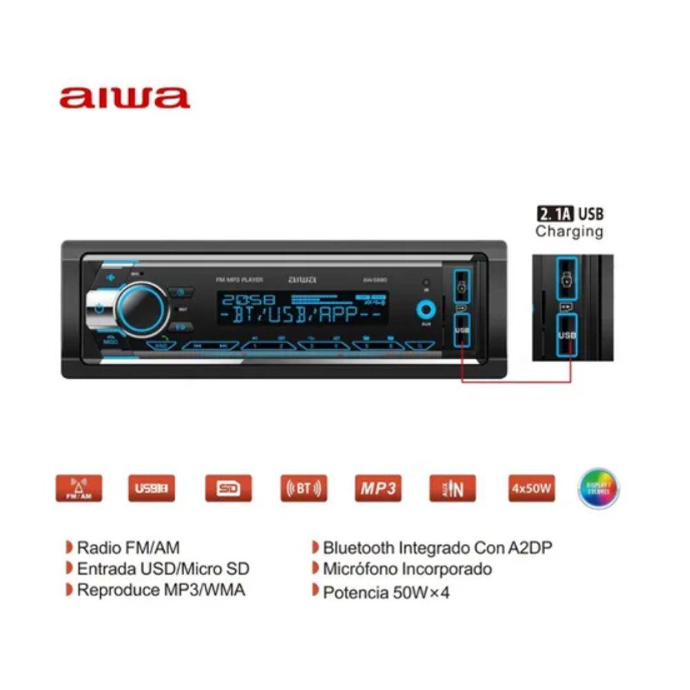 Radio para auto Aiwa AW 5880 MP3 USB SD Bt-2