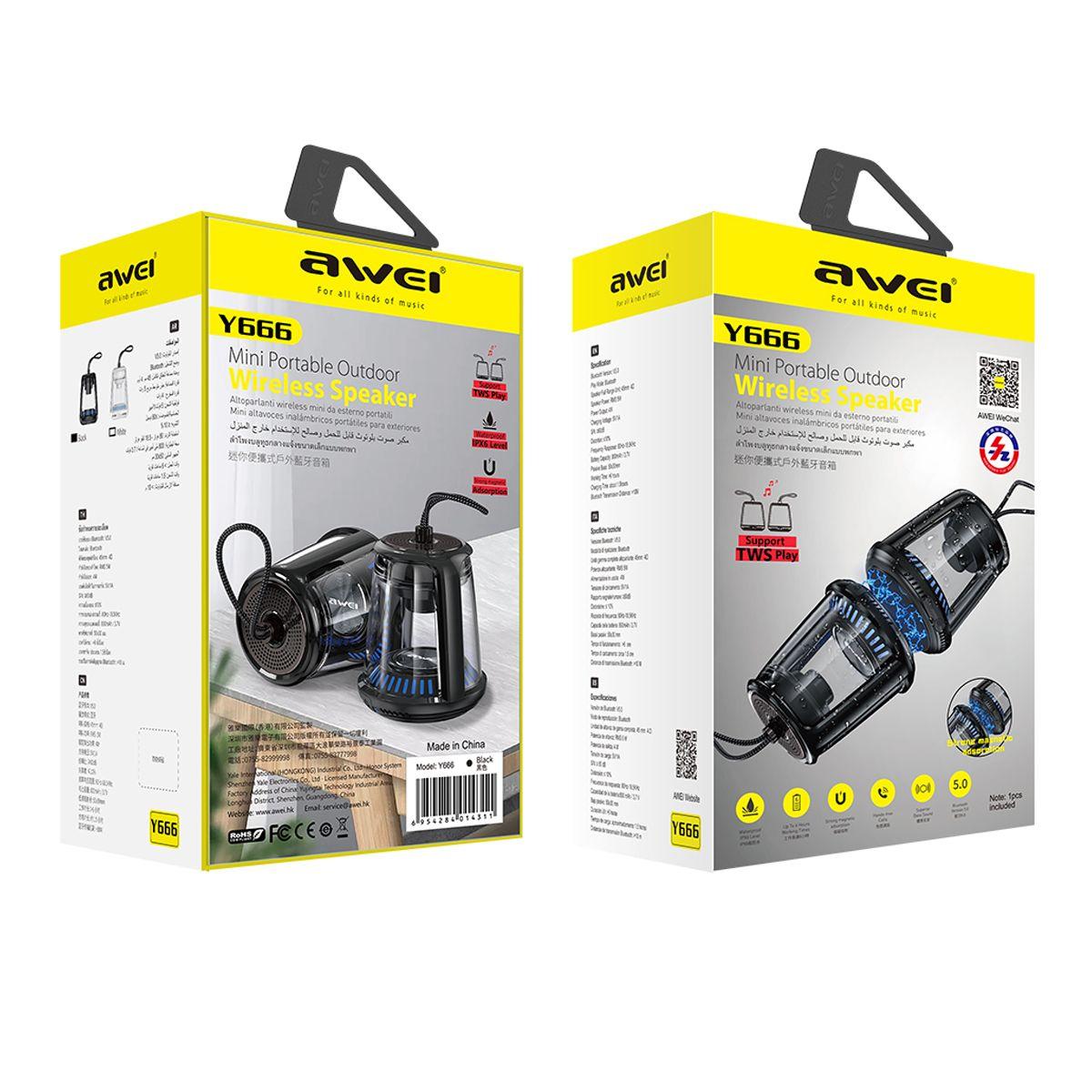 Parlante Awei Y666 Bluetooth TWS Negro-1