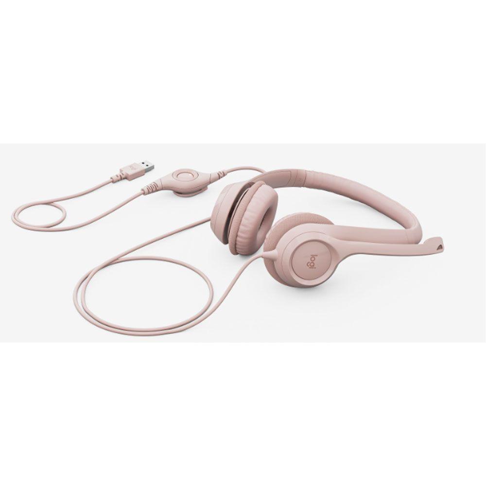Audifonos Logitech H390 Headset USB para computadora Rosado-2