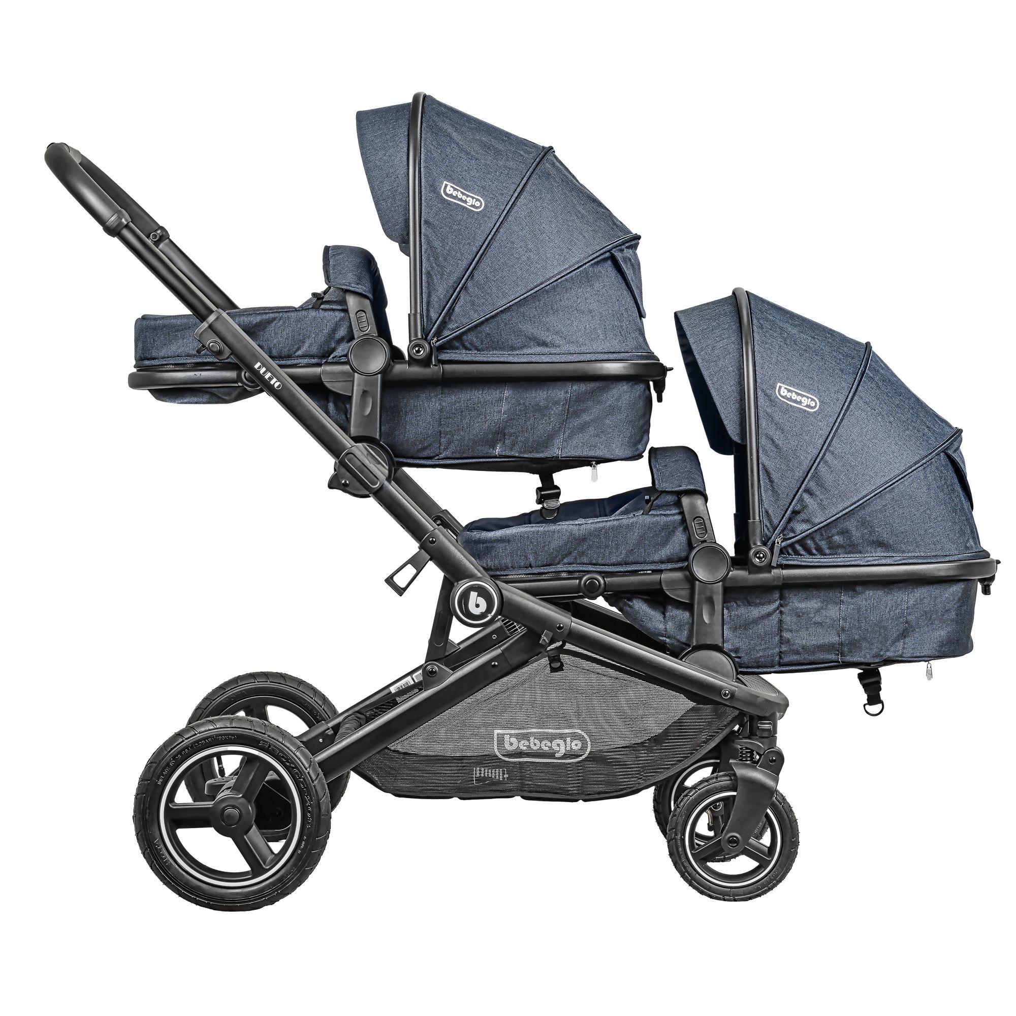  Nuevo Coche Paseo Doble Dueto Bebeglo RS-13310-1 Gris-5