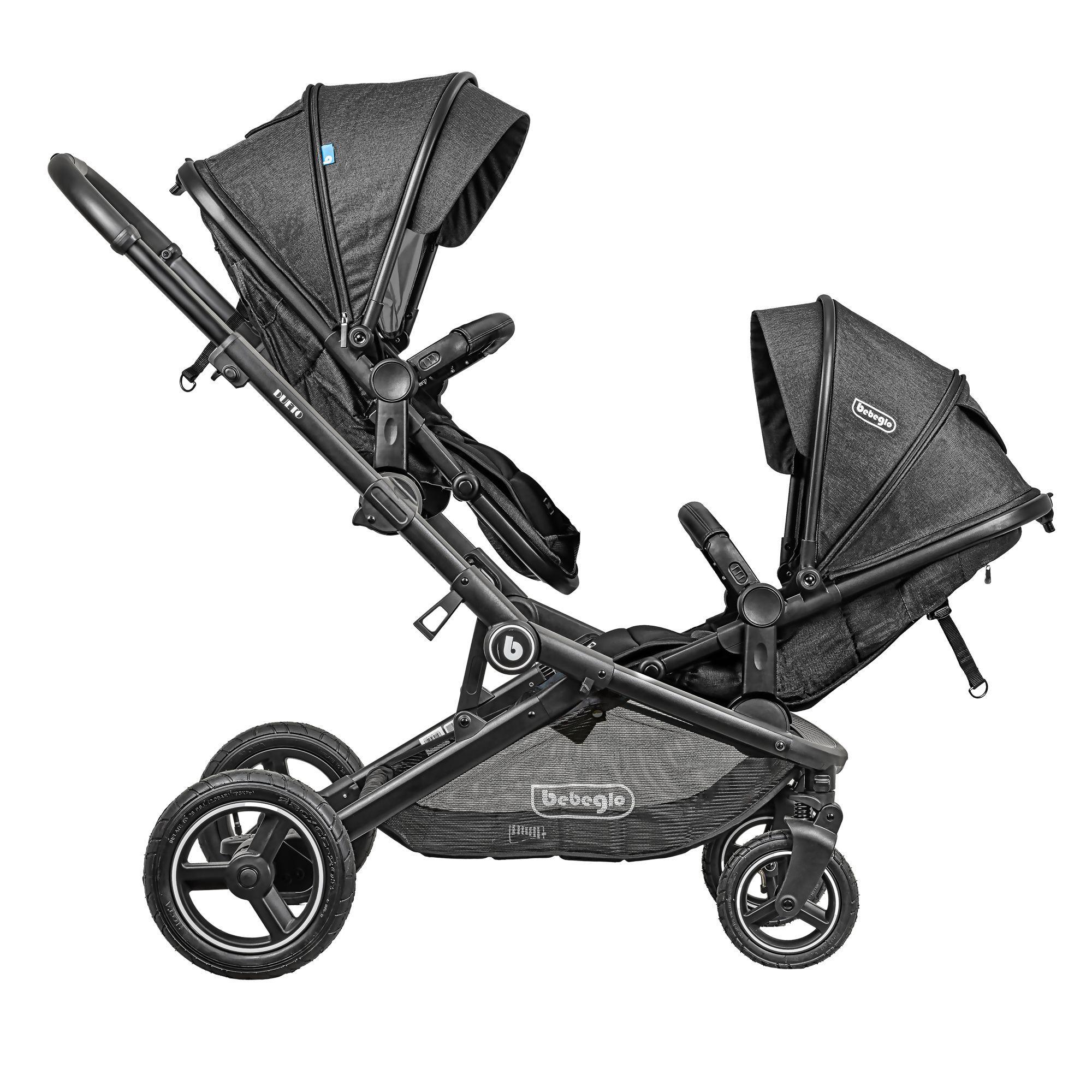  Nuevo Coche Paseo Doble Dueto Bebeglo RS-13310-2 Negro-2