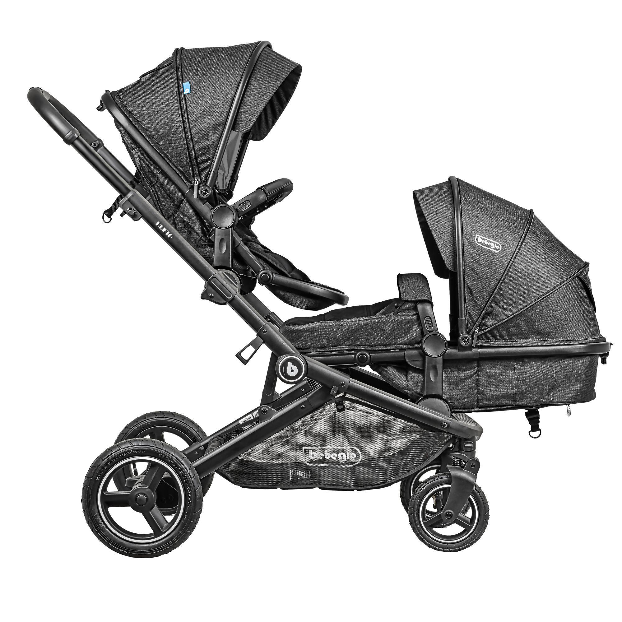  Nuevo Coche Paseo Doble Dueto Bebeglo RS-13310-2 Negro-5