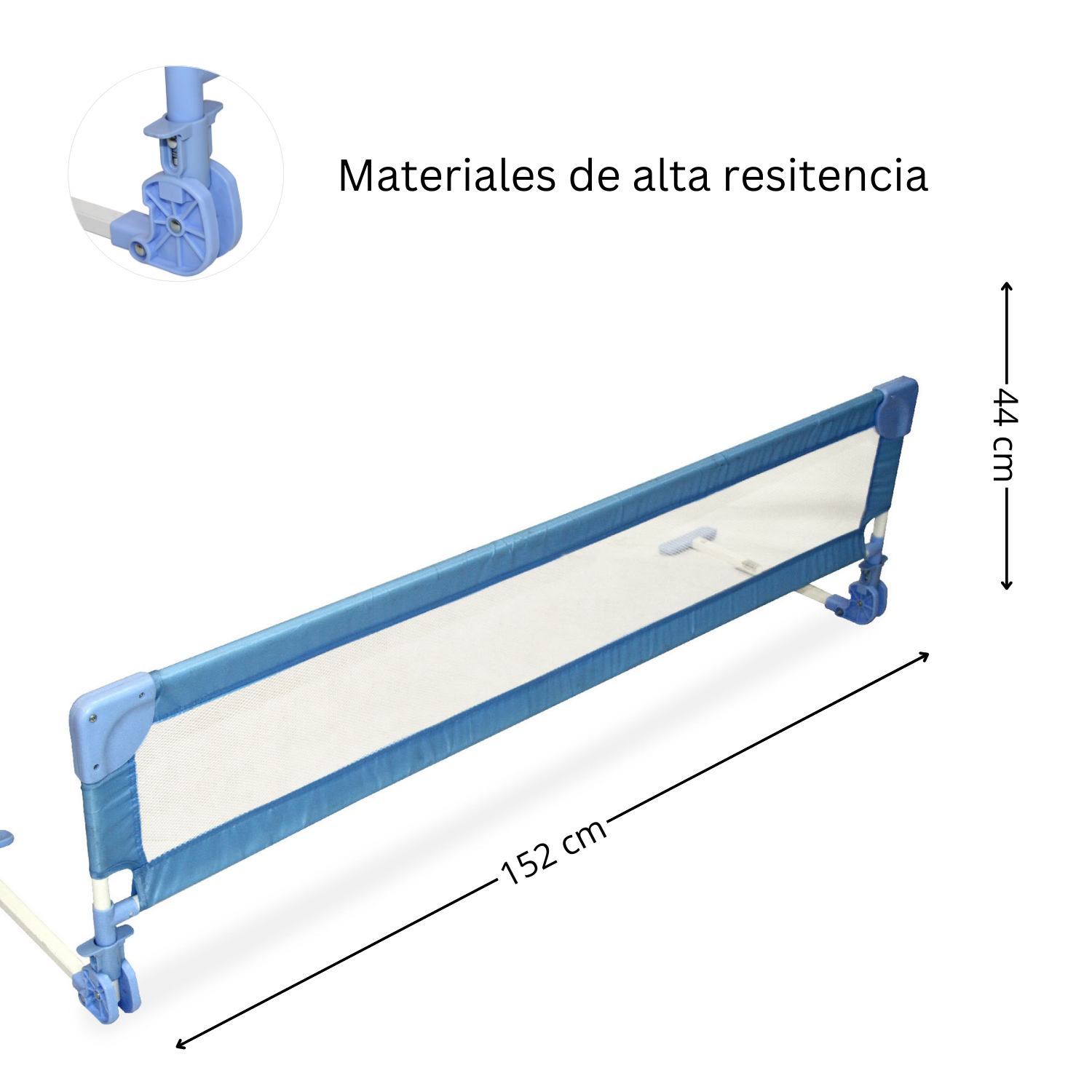 Baranda De Seguridad Bebé Cama Bebeglo Celeste 152x44cm-3