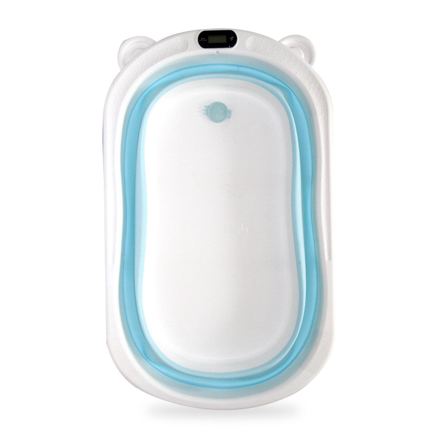 Bañera Plegable con Hamaca y Termómetro Bebeglo Celeste-6